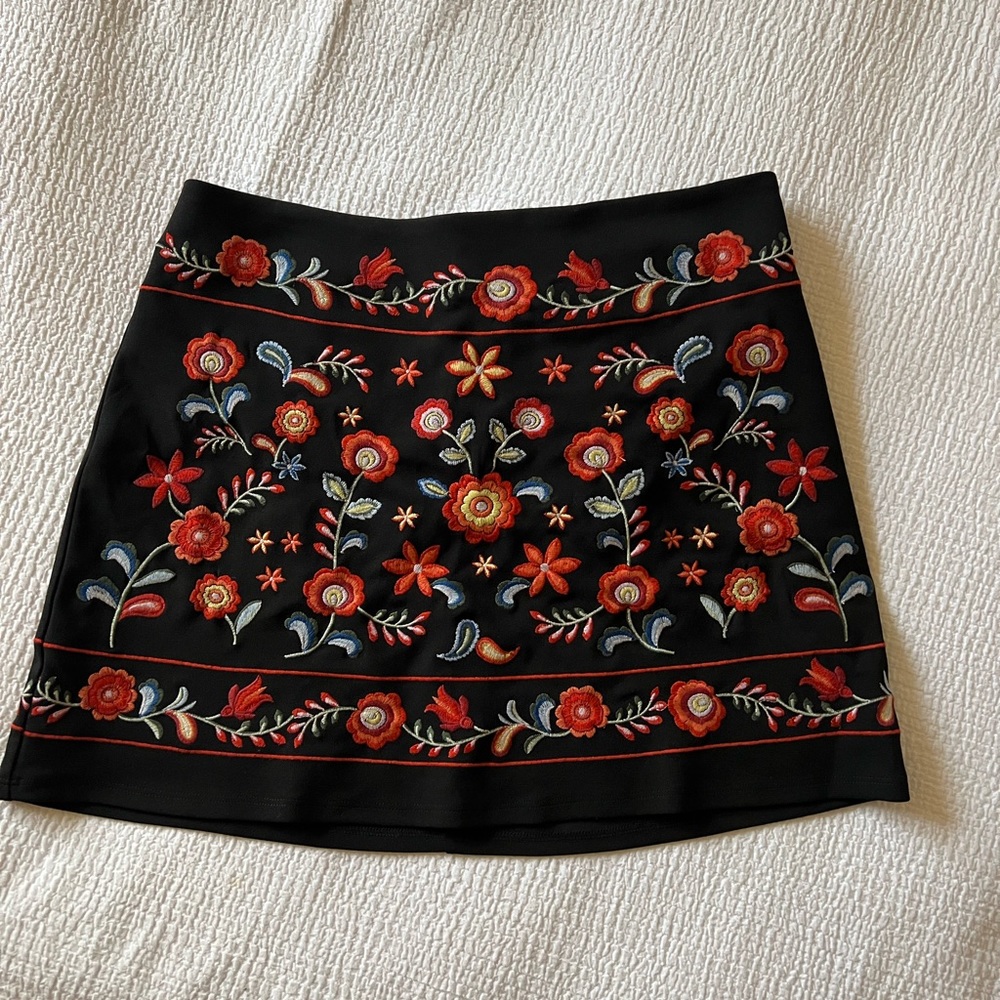 Colorful Embroidered Forever 21 Mini Skirt